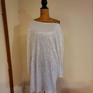 Silver off the shoulder dress Chic Me